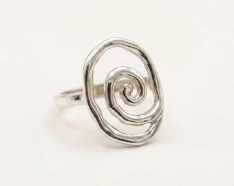 Anillo infinito, anillo en espiral, anillo de plata maciza, anillo llamativo, anillo artístico, anillo espiral, anillo único, anillo espiral de plata, anillo de plata