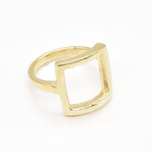 Gold Square Ring, Open Square Ring, Geometric Ring, Silver Band, Chic Ring, Shape Theme Ring, Simple Square Ring, Minimalist Ring