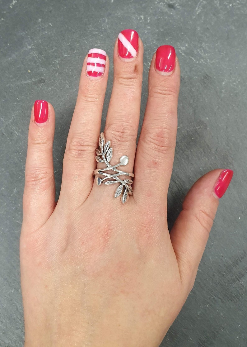 Silver Leaf Ring, Silver Branch Ring, Bohemian Ring, Long Silver Ring, Vintage Ring, Statement Ring, Log Ring, Leaf Ring, Solid Silver Ring image 6