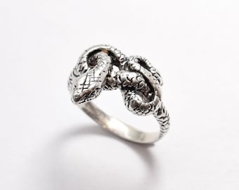 Slangenring, zilveren slangenring, slangenkopring, dierensieraden, dierenring, 925 zilveren ring, pythonring, vintage slangenring, slangenring
