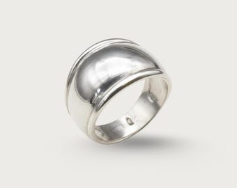 Silver Dome Band, Wide Silver Ring, Statement Ring, Dome Ring, Thick Band, Mirror Ring, Bohemian Ring, Unisex Ring, Sterling Silver Ring