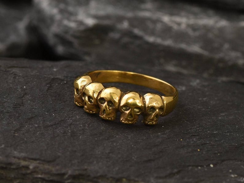Gold Skull Ring, Skulls Ring, Gold Vintage Ring, Gold Skeleton Ring, Antique Ring, Handmade Ring, Artisan Ring, Original Ring, Gothic Ring image 1