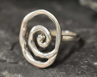 Infinity Ring, Swirl Ring, Solid Silver Ring, Statement Ring, Artistieke Ring, Spiraal Ring, Unieke Ring, Zilveren Spiraal Ring, Zilveren Ring