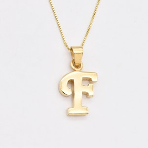 Colgante de oro con la letra F, colgante con la inicial F, colgante con la letra F mayúscula, colgante minimalista con inicial, oro vermeil de 18 k, piedra Adina