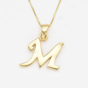 Colgante de letra M de oro, dije de letra, collar con inicial M, colgante del alfabeto, inicial M mayúscula, colgante minimalista con letra, inicial de oro
