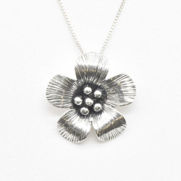 Pendentif marguerite, pendentif fleur, argent sterling massif, collier fleur, pendentif fleur vintage, collier fleur en argent