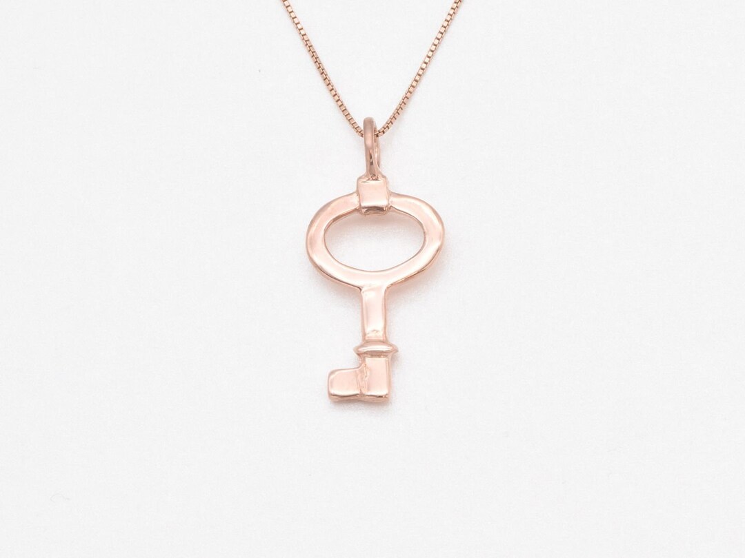 Rose Gold Key Pendant, Vintage Key Charm, Statement Key Necklace