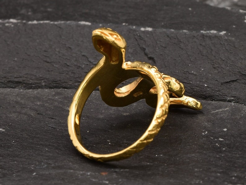 Gold Snake Ring, Gold Statement Ring, Gold Serpent Ring, Snake Ring, Serpent Ring, Animal Ring, Vintage Ring, Fashion Ring, Vermeil Ring image 10