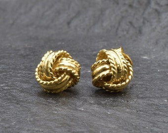 Dainty Gold Knot Earrings, Knot Studs, Gold Ball Earrings, Gold Knotted Studs, Cute Knot Earrings, Vintage Studs, 18k Gold Vermeil Earrings