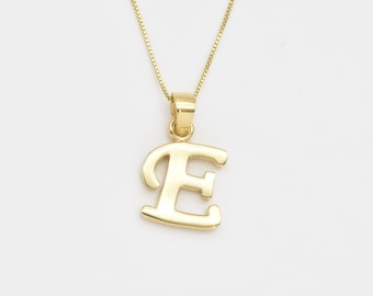 Gold Letter E Pendant, Initial E Necklace, Gold Alphabet Pendant, Letter E Necklace, Capital Letter E, Letter E Pendant, Gift for Her