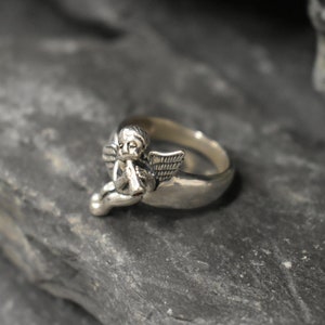 Angel Ring, Silver Angel Ring, Cupid Ring, Saint Ring, Statement Ring, Vintage Ring, Religious Ring, Sterling Silver Ring, Solid Silver Ring image 3