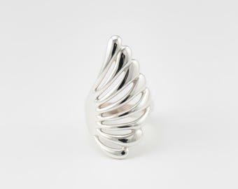 Wing Ring, Long Silver Ring, Angel Wing Ring, Solid Silver Ring, Statement Ring, Angelic Ring, Unique Silver Ring, Heavenly Ring, Angel Ring