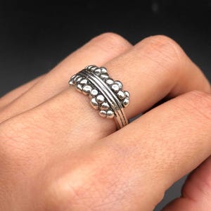 Bubble Ring, Handmade Silver Ring, Thick Band, Chunky Ring, Boho Ring, Vintage Silver Ring, Artistic Ring, Abstract Ring, Solid Silver Ring image 2
