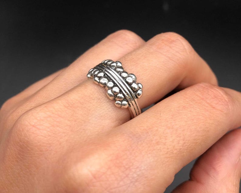 Bubble Ring, Handmade Silver Ring, Thick Band, Chunky Ring, Boho Ring, Vintage Silver Ring, Artistic Ring, Abstract Ring, Solid Silver Ring image 2