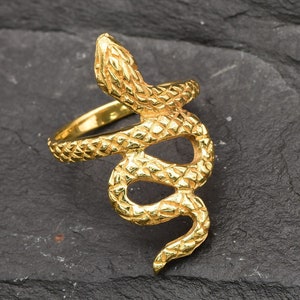 Gold Snake Ring, Gold Statement Ring, Gold Serpent Ring, Snake Ring, Serpent Ring, Animal Ring, Vintage Ring, Fashion Ring, Vermeil Ring image 9
