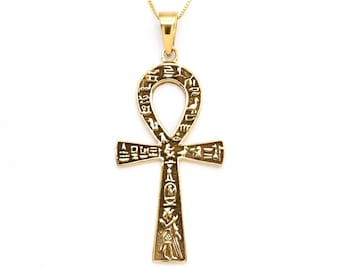Gold Ankh Pendant, Vintage Cross, Ancient Necklace, Key of Life, Antique Ankh Cross, Ankh Pendant, Egyptian Ankh, Gold Vermeil, Gold Cross