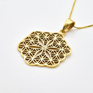 Flower of Life Pendant, Flower Mandala, Gold Mandala, Flower Pendant, 18k Gold Vermeil, Seed of Life, Mandala Necklace, Geometric Charm