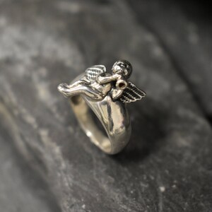 Angel Ring, Silver Angel Ring, Cupid Ring, Saint Ring, Statement Ring, Vintage Ring, Religious Ring, Sterling Silver Ring, Solid Silver Ring image 7