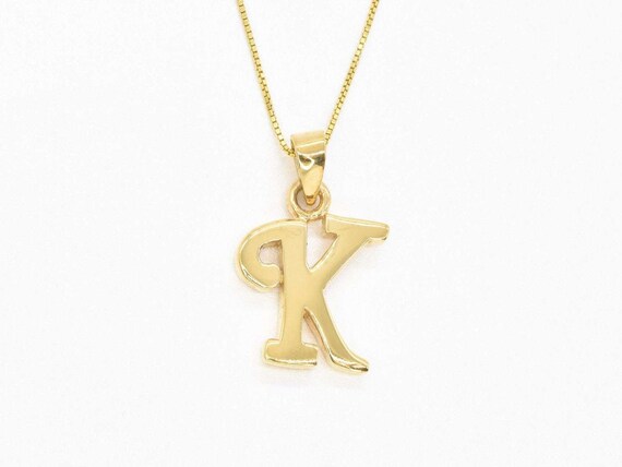 文字Kのゴールドペンダント、イニシャルKのネックレス、アルファベット 