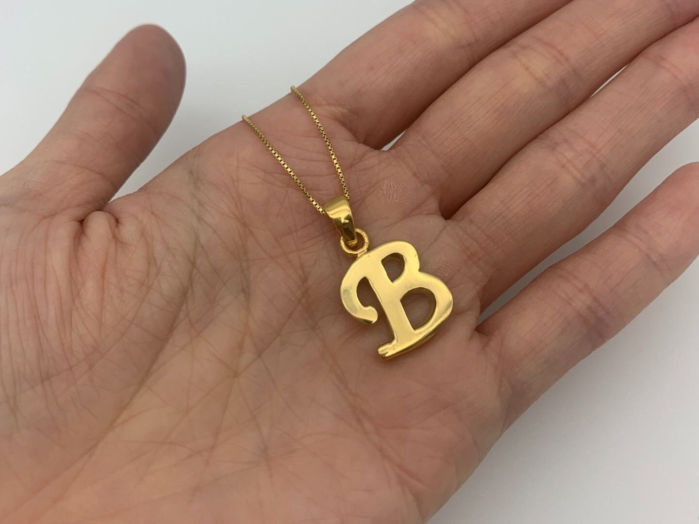 Letter B Gold Pendant, Capital B Pendant, Initial B Necklace