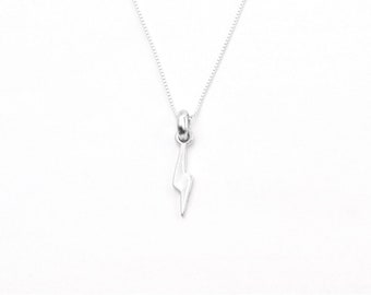 Sterling Silver Lightning Bolt Necklace - Flash Pendant