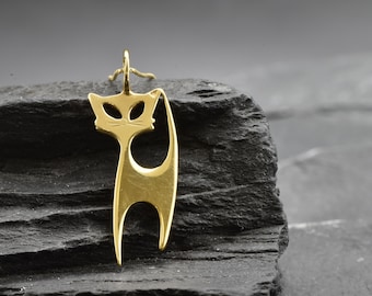 Gold Cat Necklace, Dainty Cat Pendant, Everyday Necklace, Gold Cat Charm, Gift For Her, Cat Lover Necklace , Cat Jewelry