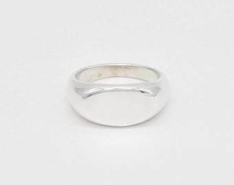 Flat Dome Ring, Statement Wide Ring, Minimalist Dome Band, Silver Dome Ring, Asymmetric Wide Band, 925 Sterling Silver, Gift For Her