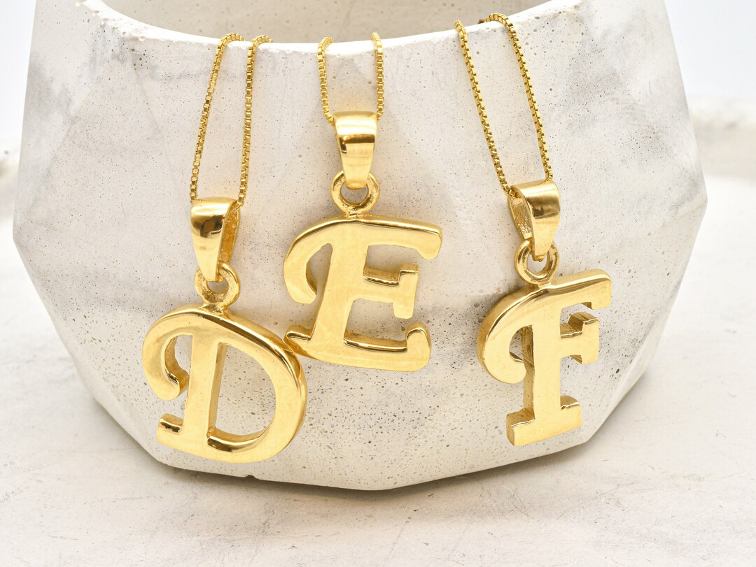 Gold Letter Pendant, Gold Initial Pendant, Letter Pendant, Initial ...