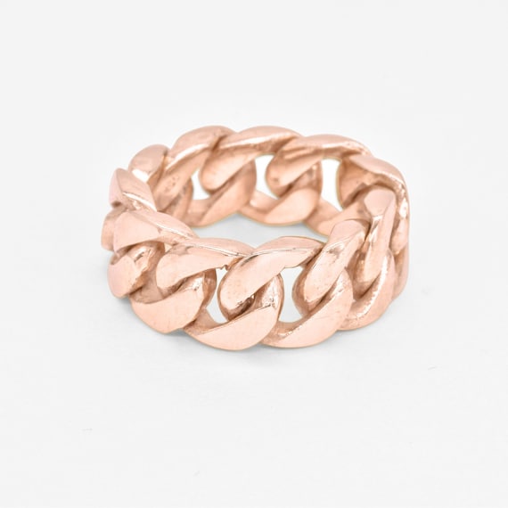 Buy Rose Gold Chain Ring, Chunky Gold Ring, Thick Chain Band, Gold