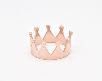 Rose Gold Crown Ring, Princess Ring, Queen Ring, Rose Gold King Ring, Tiara Ring, Artistic Rose Gold Ring, Royal Crown Ring, Silver by Adina