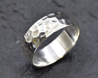 Hammered Wide Band, Handmade Hammered Ring, Hammered Wedding Band, Silver Band, Hammered Wedding, Hammered Ring, Hammered Band, Wide Band