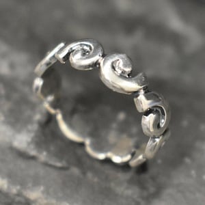 Wave Ring, Silver Wave Ring, Swirl Ring, Spiral Ring, Tribal Ring, Vintage Ring, Unique Ring, Artistic Ring, Solid Silver Ring, Silver Ring