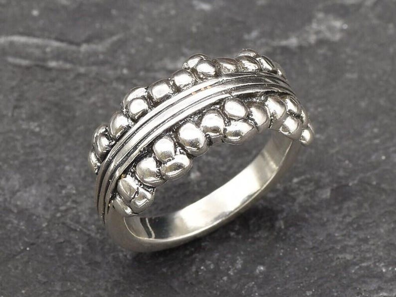 Bubble Ring, Handmade Silver Ring, Thick Band, Chunky Ring, Boho Ring, Vintage Silver Ring, Artistic Ring, Abstract Ring, Solid Silver Ring image 3