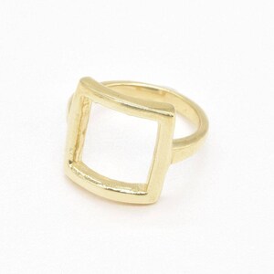 Gold Square Ring, Open Square Ring, Geometric Ring, Silver Band, Chic Ring, Shape Theme Ring, Simple Square Ring, Minimalist Ring image 3