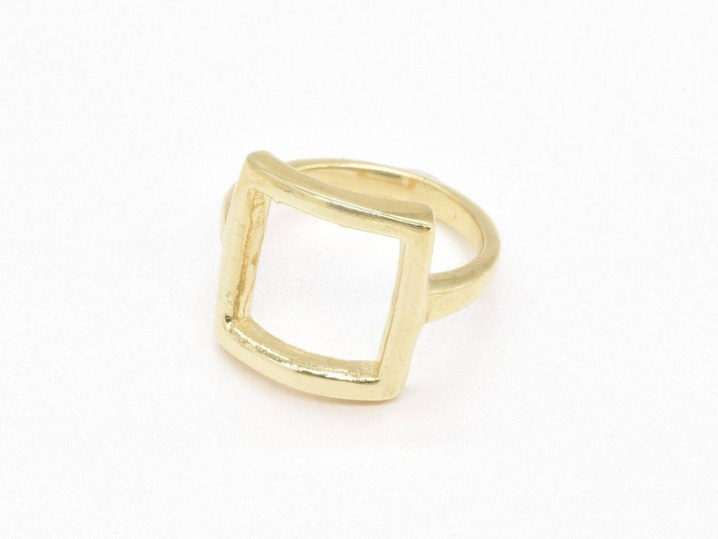 Gold Square Ring, Open Square Ring, Geometric Ring, Silver Band, Chic Ring, Shape Theme Ring, Simple Square Ring, Minimalist Ring image 3