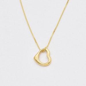 Colar de coração de ouro, pingente de coração aberto, pingente de coração, colar de dia dos namorados, pingente de coração minimalista, colar de amante de ouro, prata por