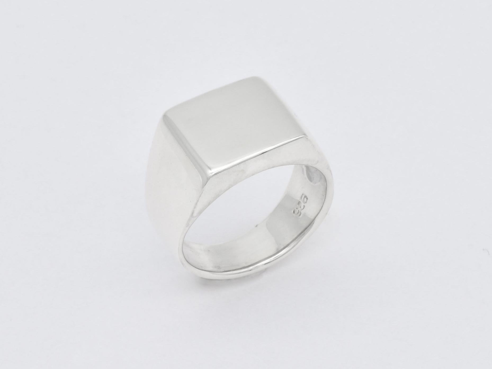 Square Signet Ring, Polished Silver Band, Chunky Signet Ring
