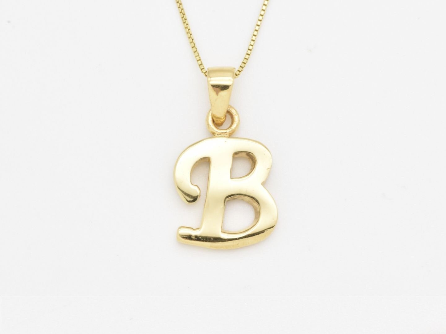 Letter B Gold Pendant, Capital B Pendant, Initial B Necklace