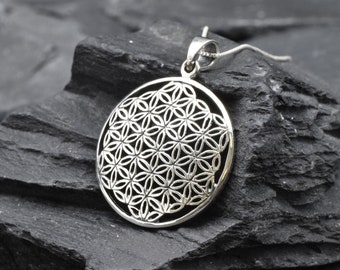 Silver Mandala Pendant, Flower Of Life Pendant, Sacred Geometry Pendant, Spiritual Pendant, 925 Sterling Silver Necklace, Minimalist Pendant