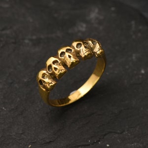 Gold Skull Ring, Skulls Ring, Gold Vintage Ring, Gold Skeleton Ring, Antique Ring, Handmade Ring, Artisan Ring, Original Ring, Gothic Ring image 2