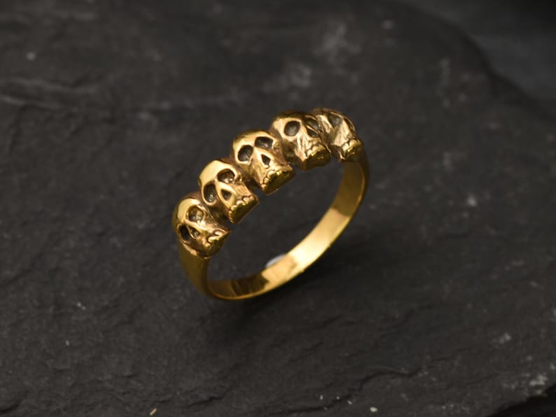 Gold Skull Ring, Skulls Ring, Gold Vintage Ring, Gold Skeleton Ring, Antique Ring, Handmade Ring, Artisan Ring, Original Ring, Gothic Ring image 2
