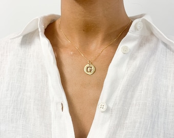 Gold Initial Necklace For Women - Dainty Layered Beaded Choker & Letter Pendant, 14K Gold Plated