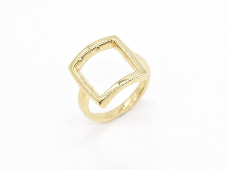 Gold Square Ring, Open Square Ring, Geometric Ring, Silver Band, Chic Ring, Shape Theme Ring, Simple Square Ring, Minimalist Ring image 8