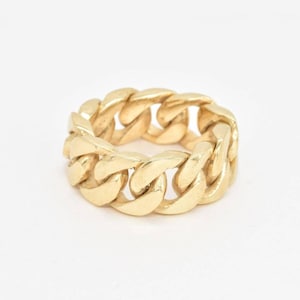Gold Chunky Ring, Chunky Chain Ring, Thick Chain Band, Wide Chain Ring, Men&#39;s Ring, Unisex Ring, Chain Ring, Chain Wide Band