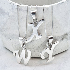 Pendentif lettre en or blanc, pendentif initiale en or blanc, pendentif lettre, pendentif initiale, collier lettre, cadeau pour elle, or blanc vermeil
