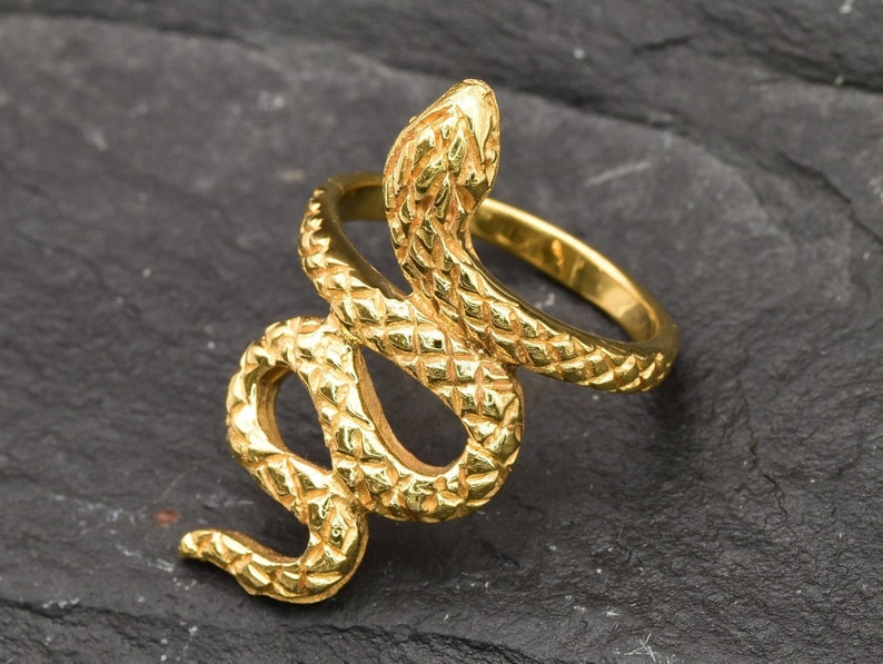 Gold Snake Ring, Gold Statement Ring, Gold Serpent Ring, Snake Ring, Serpent Ring, Animal Ring, Vintage Ring, Fashion Ring, Vermeil Ring image 3