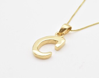 文字Cゴールドペンダント、大文字Cペンダント、イニシャルCネックレス 