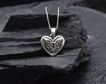 Silver Heart Necklace, Silver Butterfly Pendant, Celtic