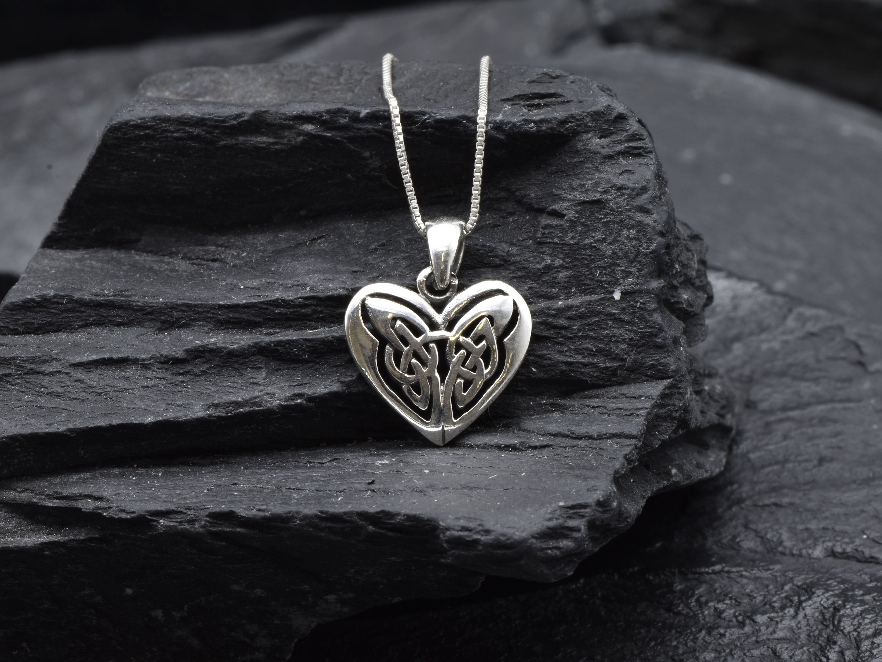 Silver Heart Necklace, Silver Butterfly Pendant, Celtic