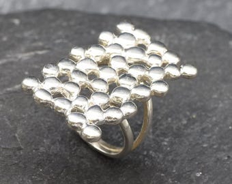 Square Ring, Artistic Ring, Statement Silver Ring, Contemporary Ring, Bold Chunky Ring, Chunky Ring, Statement Ring, Sterling Silver Ring